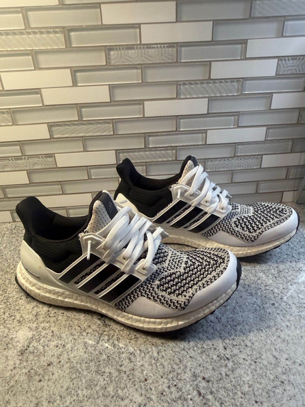 Adidas Black & White Knit Running Sneakers